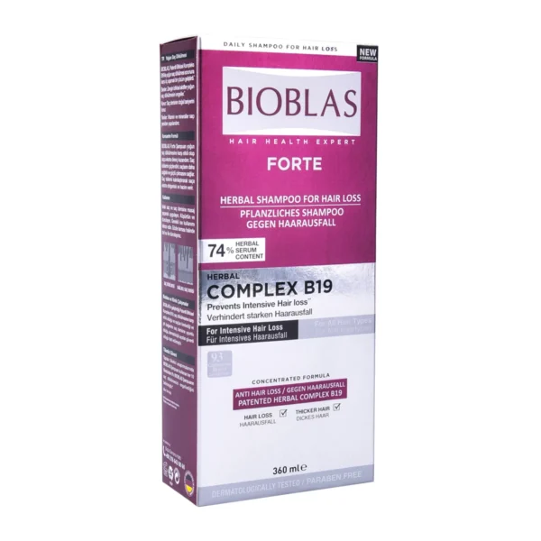 Bioblas Forte Shampooing Anti Chute Intensive Complex B19 360ml – Image 2